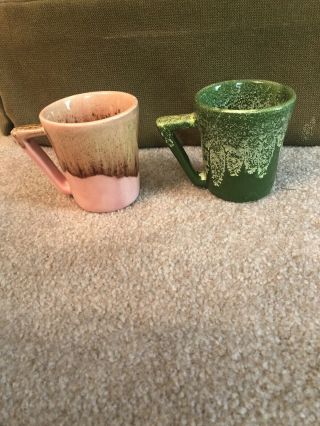 Two Vintage Winart Pottery Coffee Mugs Glaze Made In Oklahoma