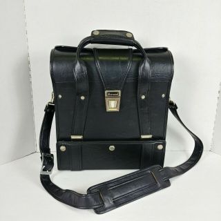 Vintage Marsand Camera Case Black Leather Carrying Bag Strap 11.  5 " W X 13 " T X 4 " D