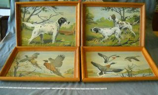 Vintage Paint By Number Hunting Dogs Scenes Pointer Retriever Framed Mid Cent