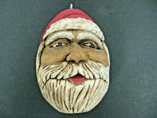 Vintage Hand Carved Wood Santa Claus Christmas Ornament Signed Bill Cro??? 98