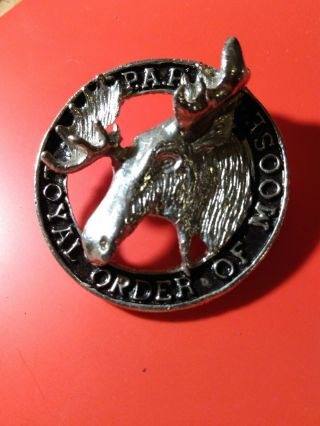 P.  A.  P.  Loyal Order Of Moose Bolo Tie Silver Toned Vintage Large Antlers