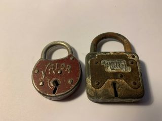 2 - Vintage Valor & Miller Pad Lock No Key