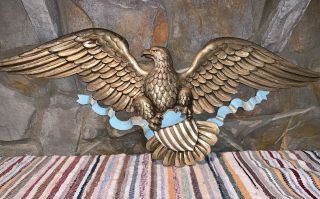 Syroco Inc 3762 Eagle Wall Decor 45” 1960’s Plastic Mold Looks Wooden Note