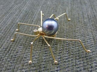 Vintage Spider Pin,  1980’s “daddy Long Legs” Pearl Body (4007)