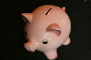 Vintage Goebel Piggy Bank Sd53 W/key - Pink - Has Some Crazing - Estate