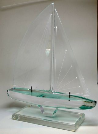 Lucite Acrylic Sailboat Sculpture By Wintrade Beverly Hills Ca