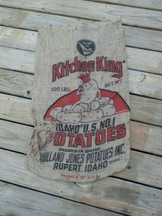 Vintage Burlap Advertising - Kitchen King Potatoes - Rupert Idaho