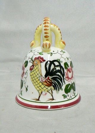 Vintage Ceramic Hand Painted " Rooster " Pattern Small Bell