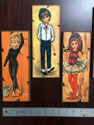 5 mod kids BIG EYE print IDYLLE Jolylle VINTAGE mid - century 1960 ' s waif wall ART 3