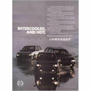 1986 Peugeot: Intercooled And Hot Vintage Print Ad