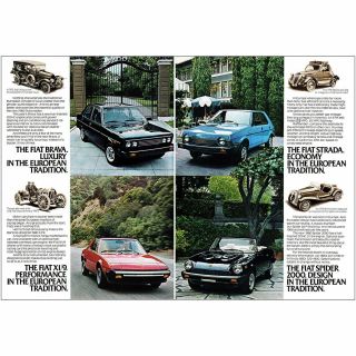 1980 Fiat: Brava,  X1/9,  Strada,  Spider Vintage Print Ad