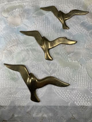 Set of 3 Vintage Brass Mid Century Modern Birds Seagulls Wall Art Price Products 2