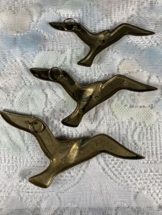 Set of 3 Vintage Brass Mid Century Modern Birds Seagulls Wall Art Price Products 3