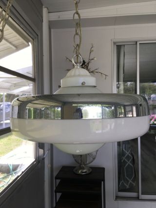 Vintage Estate Orb Space Mid Century Modern Swag Hanging Lamp