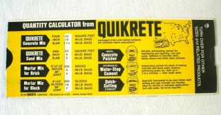 Vintage Quikrete Concrete Quantity Slide Chart Calculator