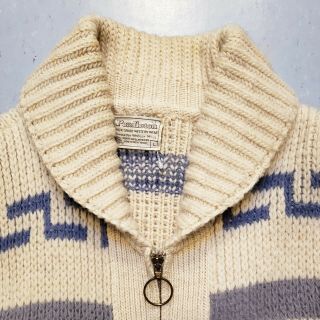 Vtg 60s 70s PENDLETON BIG LEBOWSKI DUDE Wool Sweater Zip Up Cardigan Workwear L 2