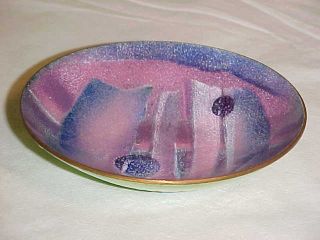 Lucille Cantini Modern Enamel Copper Art Bowl Midcentury Abstract Painting