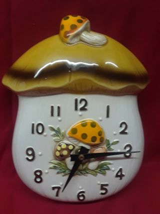 Vintage All 1976 Sears Roebuck Merry Mushroom Ceramic Wall Clock L@@k