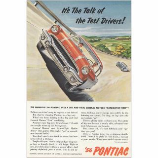 1956 Pontiac: It’s The Talk Of The Test Drivers Vintage Print Ad