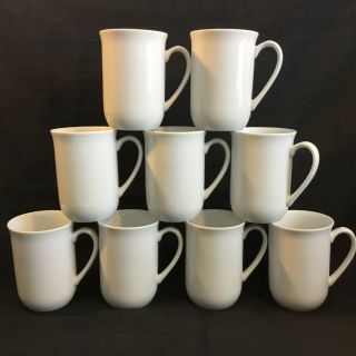 9 Vintage White Porcelain Coffee Mugs Mid Century Artist Georges Briard