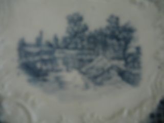 Vintage Flow Blue With Gold Decorative Plate Wth Landscape Scene Made In Germany 3