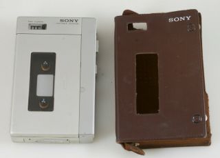 Sony Bm - 12 Portable Dictating Machine W/ Leather Case - Repair Or Parts /