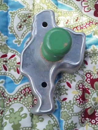 Vintage Aluminum Santa Claus Cookie Cutter With Green Wooden Handle Christmas