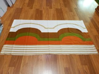 Awesome Rare Vintage Mid Century Retro 60s 70s Bright Org Grn Hills Fabric Wow