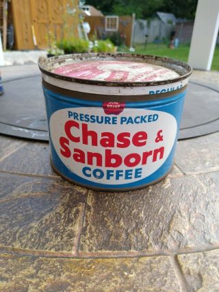 Vintage Coffee Tin/can Chase Sanborn 1 Lb.  With Lid.
