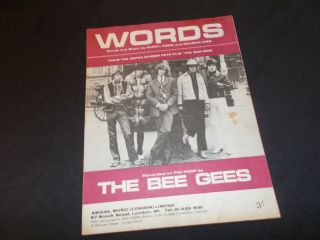 Vintage Bee Gees Words Sheet Music 1967 Uk