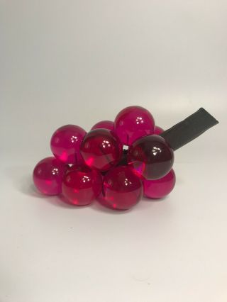 Mid Century Modern Lucite Acrylic Grapes Cluster Retro Magenta Pink Vintage