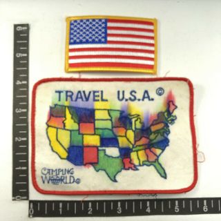 Vtg As - Is - Colors - Bled Camping World Travel Usa Patch,  American Flag 06xd
