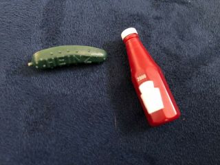 Vintage Heinz Pickle And Ketchup Bottle Pins Plastic Miniatures