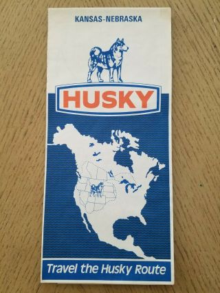 Vintage 1975 Husky Oil Gas Kansas Nebraska State Highway Road Map Parks Lincoln