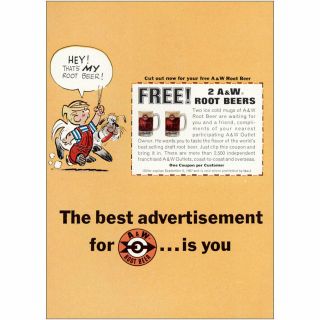 1967 A&w Root Beer: Denis The Menace Best Advertisement Vintage Print Ad