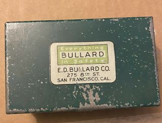 Vintage 1950s E.  D.  Bullard Co Safety Everything Metal Box - First Aid