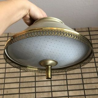 Vintage Atomic Mid Century Flush Mount Ceiling Light Fixture Lamp Saucer Ufo Mcm