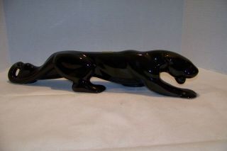 Vintage Stalking Black Panther Ceramic Figure Statue 20 1/2 " Long Mcm