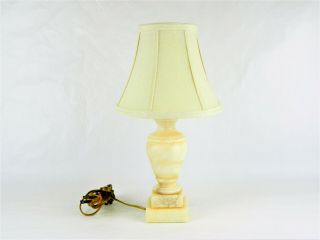 Adorable Vintage Carved 15 " Alabaster Stone Marble Table Lamp W/ Shade