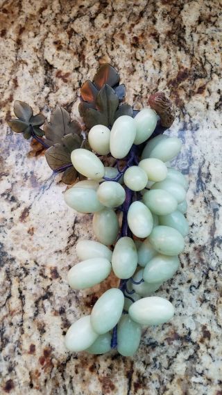Alabaster Marble Stone Grapes With Marble Stone Leaves