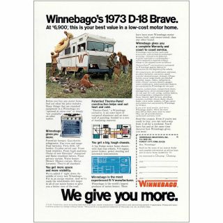 1973 Winnebago: D - 18 Brave Vintage Print Ad