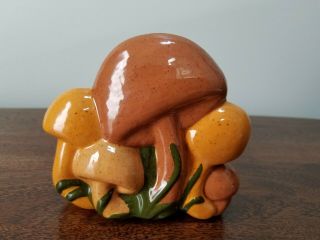 Vintage Ceramic Merry Mushroom Napkin Holder Earth Tones Colors Signed Pm.