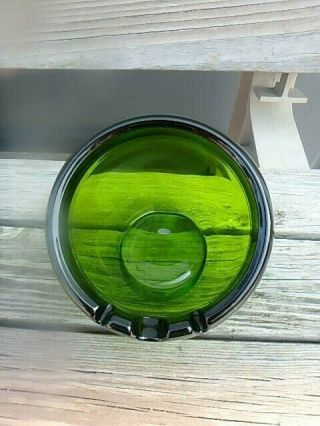 Vtg Mid - Century Modern Mcm Viking Large Green Glass Round Orb Sphere Ashtray