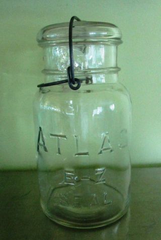 Clear Vintage Atlas E - Z Seal Quart Jar Glass Lid