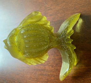 Vintage Mid Century Mod Plug In Fish Night Light Yellow Gold Glitter Acrylic