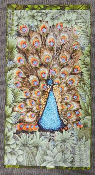 Mid Century Retro psychedelic 1960s Wesco Reltex peacock tapestry wall hanging 3