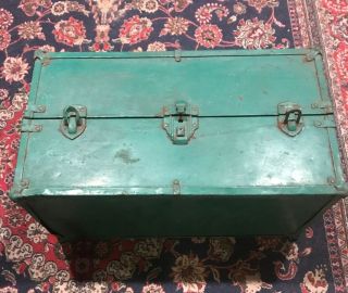 Vintage Wood And Metal Doll Case Travel Trunk 10.  5x19.  25x10.  5