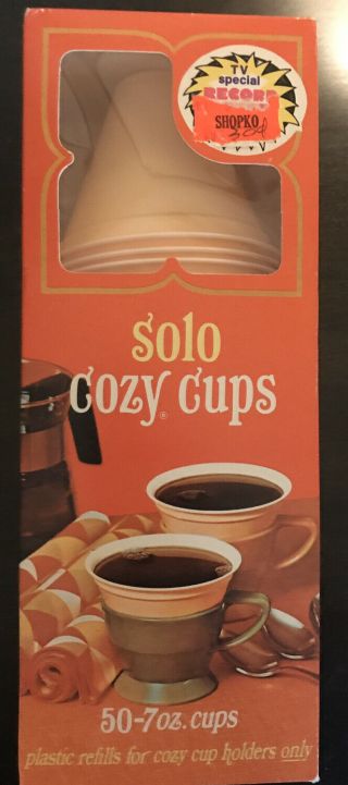 Vintage Solo Cozy Cups Refills Box Of 50 Peach 7 Oz Old Stock