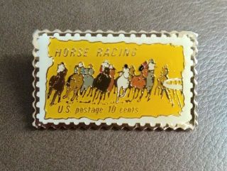 Usps Horse Racing Stamp Lapel Pin Vintage Jg&a United States Postal Service