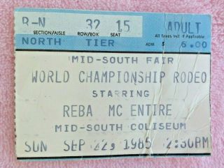 Vintage Concert Show Ticket Stub Reba Mc Entire September 1985 Memphis